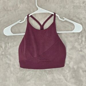 Lululemon Flow Y Wrap-Front High-Neck Sports Bra Light Support Burgundy Size 2